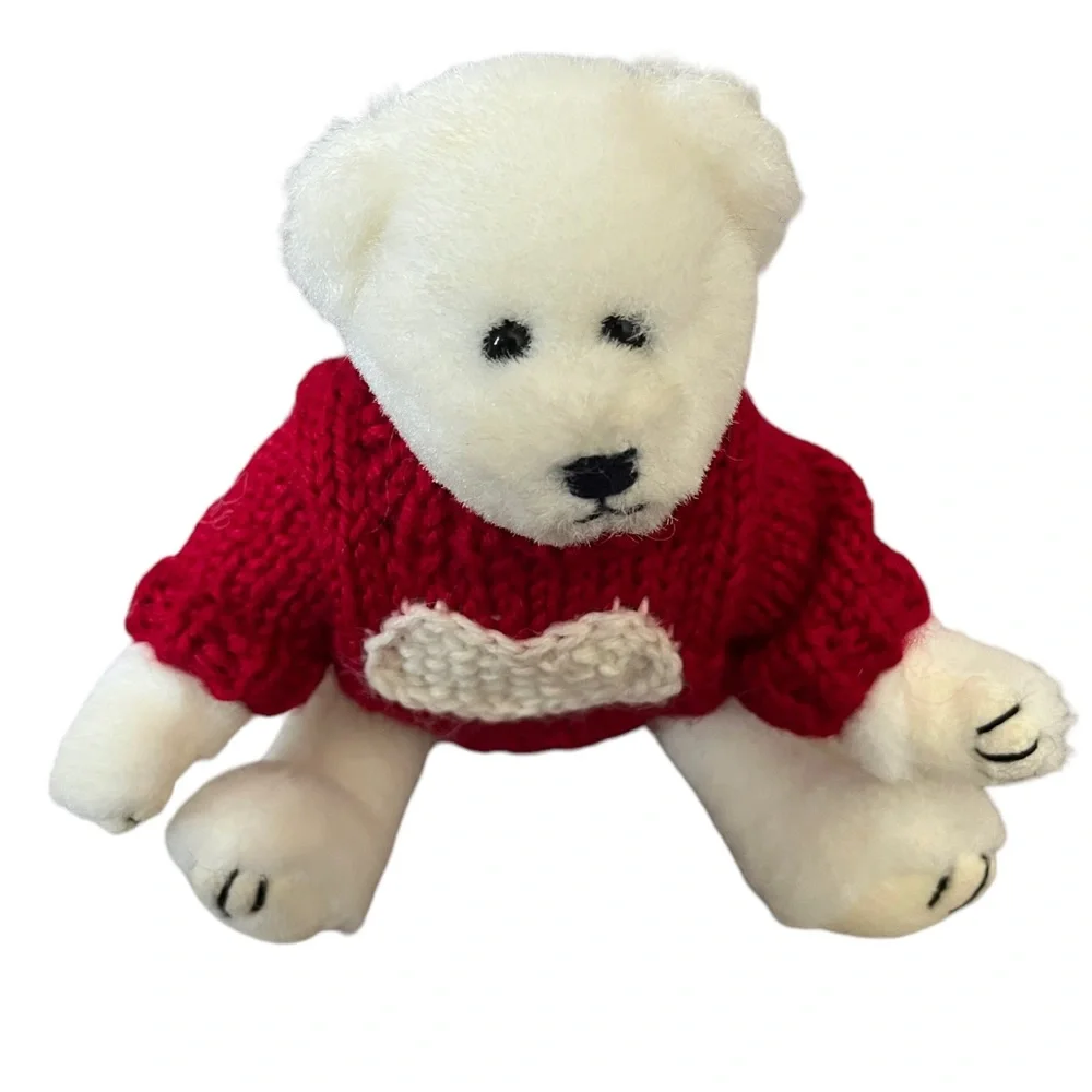 Ty Jointed Bear Plush Toy Vintage 1993 White 8” red heart sweater